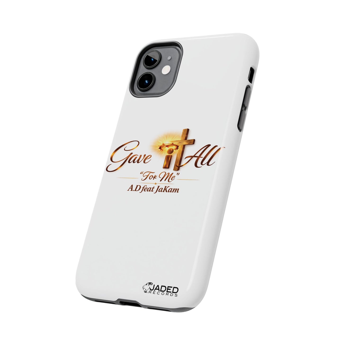 Slim Protective Phone Case — Gold Cross “Gave It All / For Me”