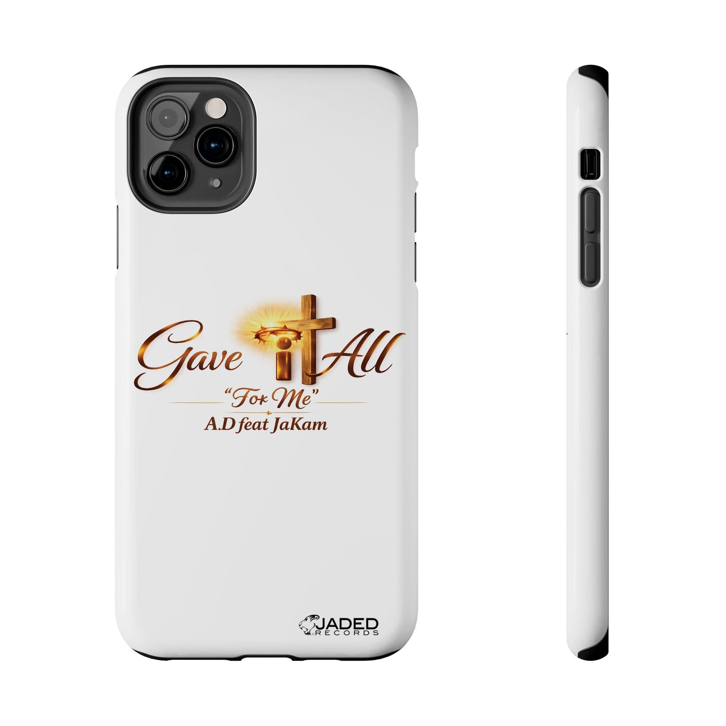 Slim Protective Phone Case — Gold Cross “Gave It All / For Me”