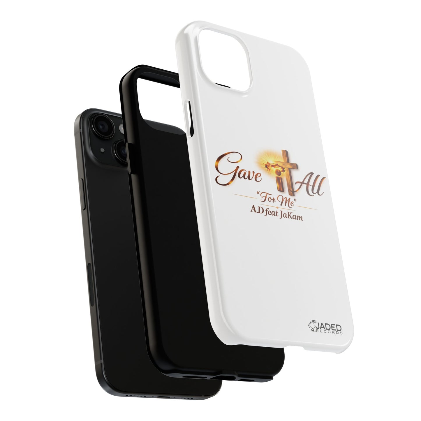 Slim Protective Phone Case — Gold Cross “Gave It All / For Me”