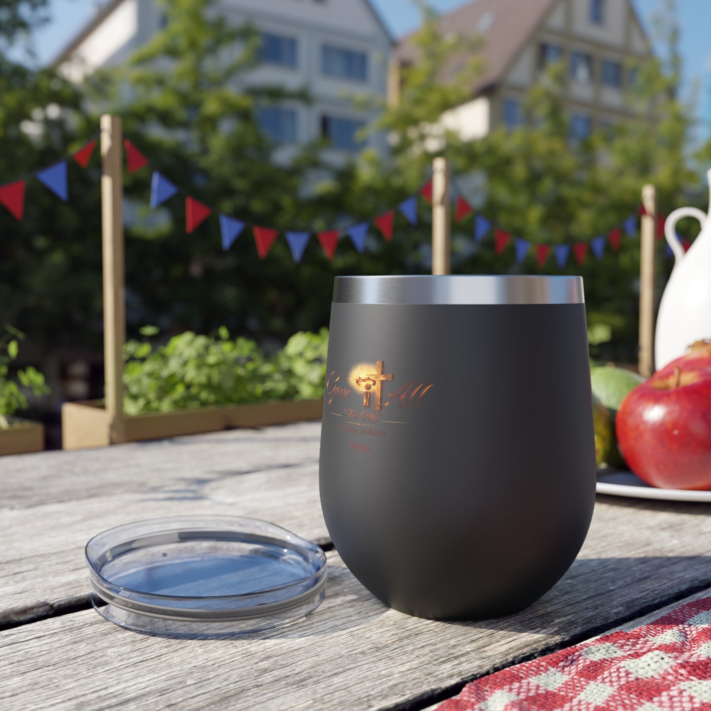 Faith Cross 12oz Insulated Tumbler — 'Grace For All' Copper Vacuum Wine Cup