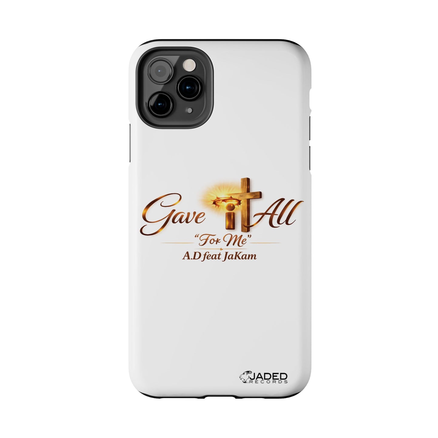 Slim Protective Phone Case — Gold Cross “Gave It All / For Me”