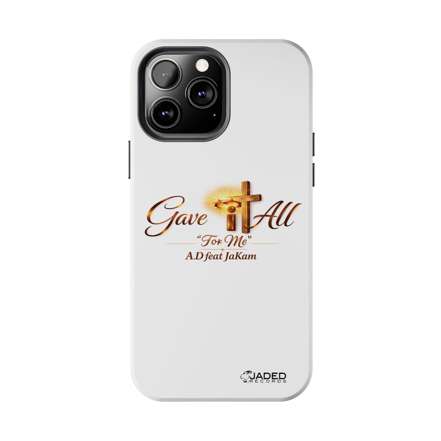 Slim Protective Phone Case — Gold Cross “Gave It All / For Me”