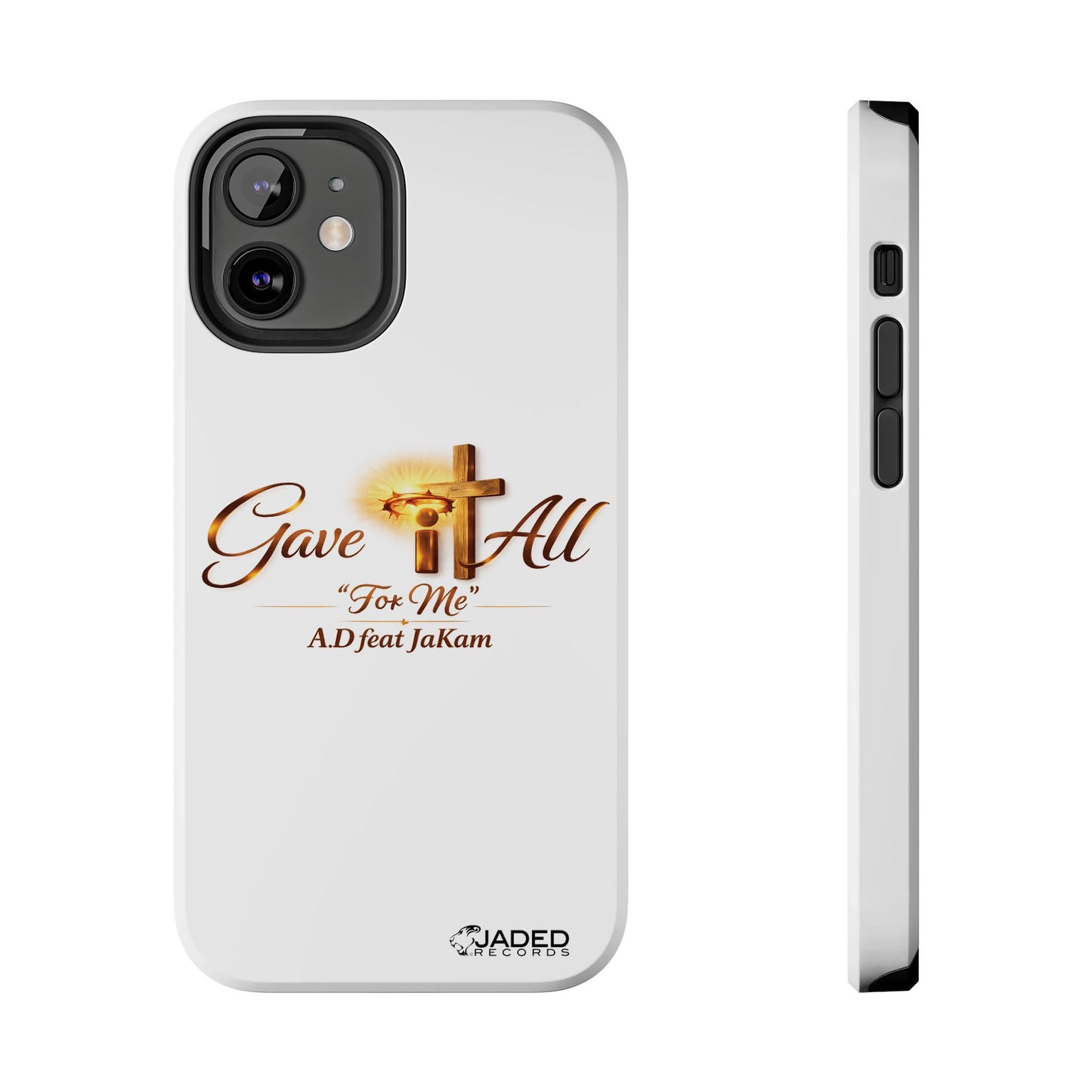 Slim Protective Phone Case — Gold Cross “Gave It All / For Me”