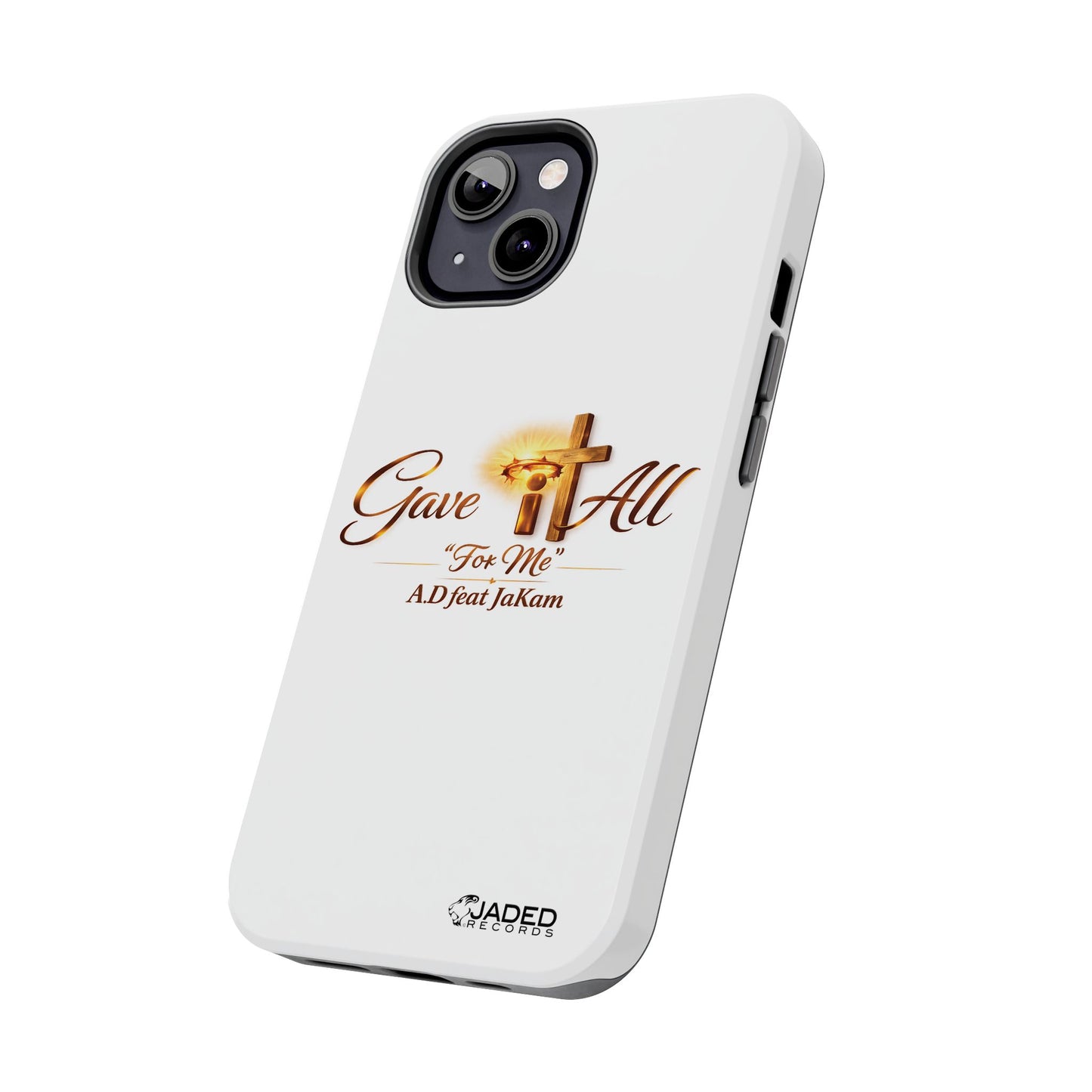 Slim Protective Phone Case — Gold Cross “Gave It All / For Me”