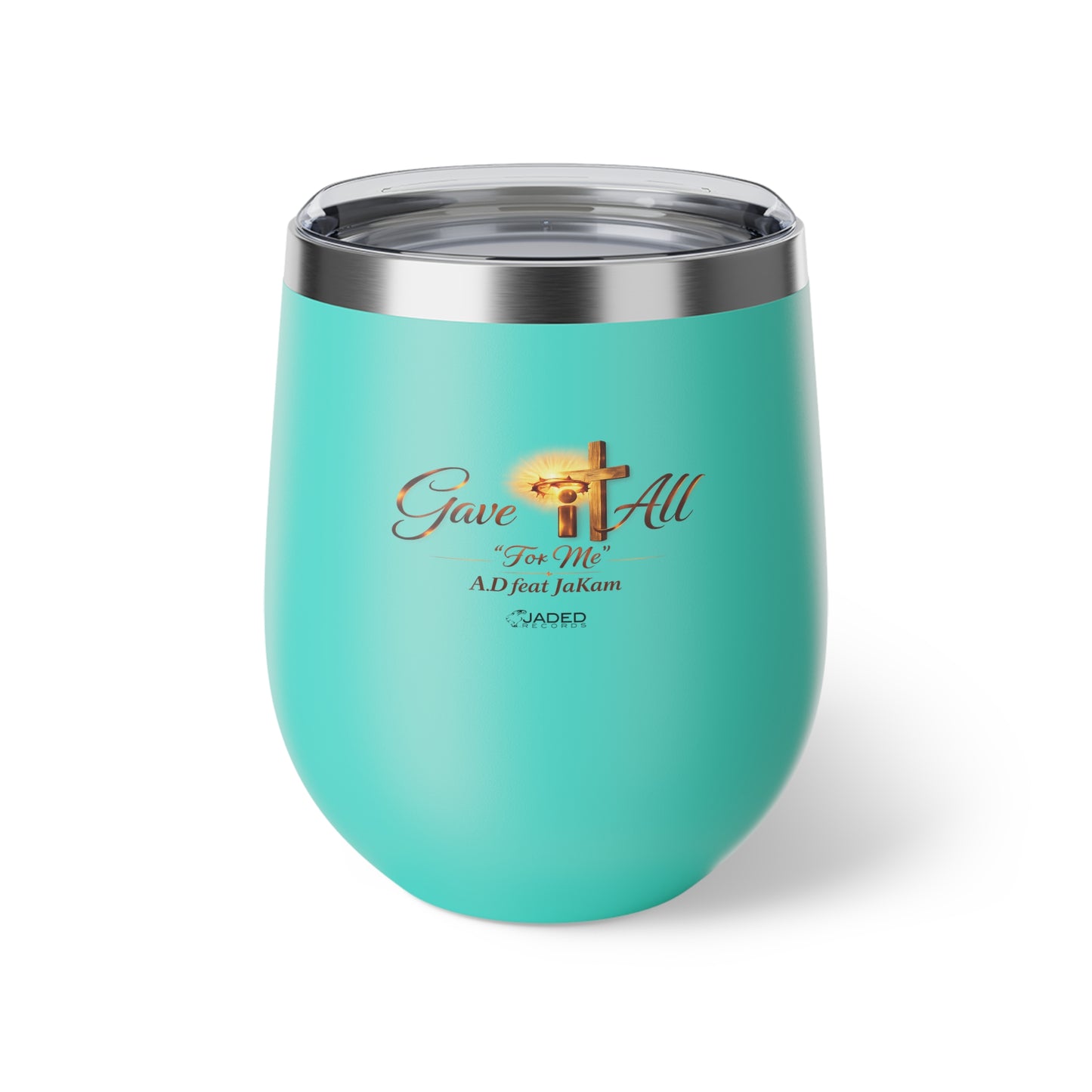 Faith Cross 12oz Insulated Tumbler — 'Grace For All' Copper Vacuum Wine Cup