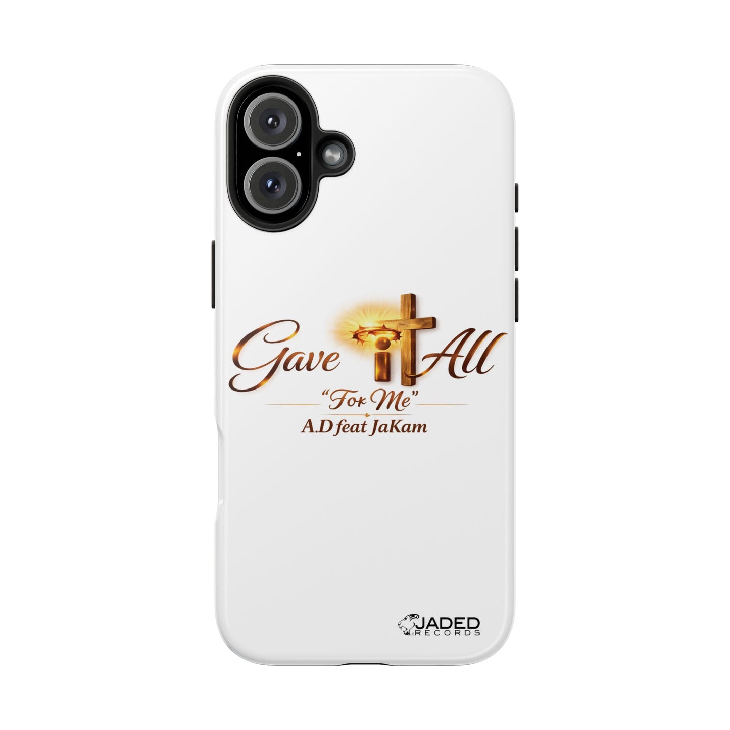 Slim Protective Phone Case — Gold Cross “Gave It All / For Me”