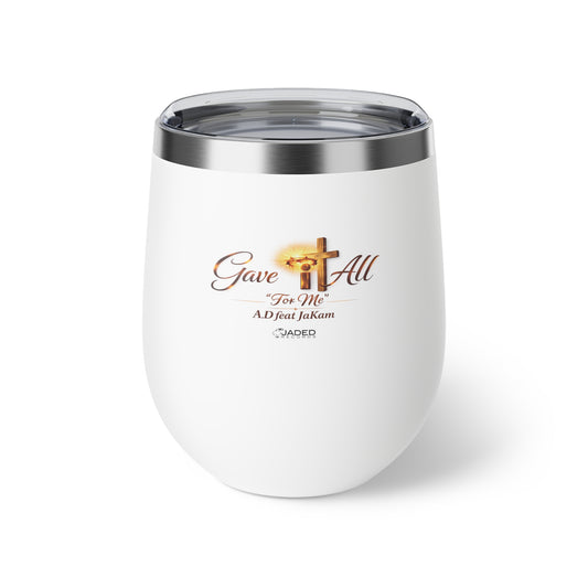 Faith Cross 12oz Insulated Tumbler — 'Grace For All' Copper Vacuum Wine Cup