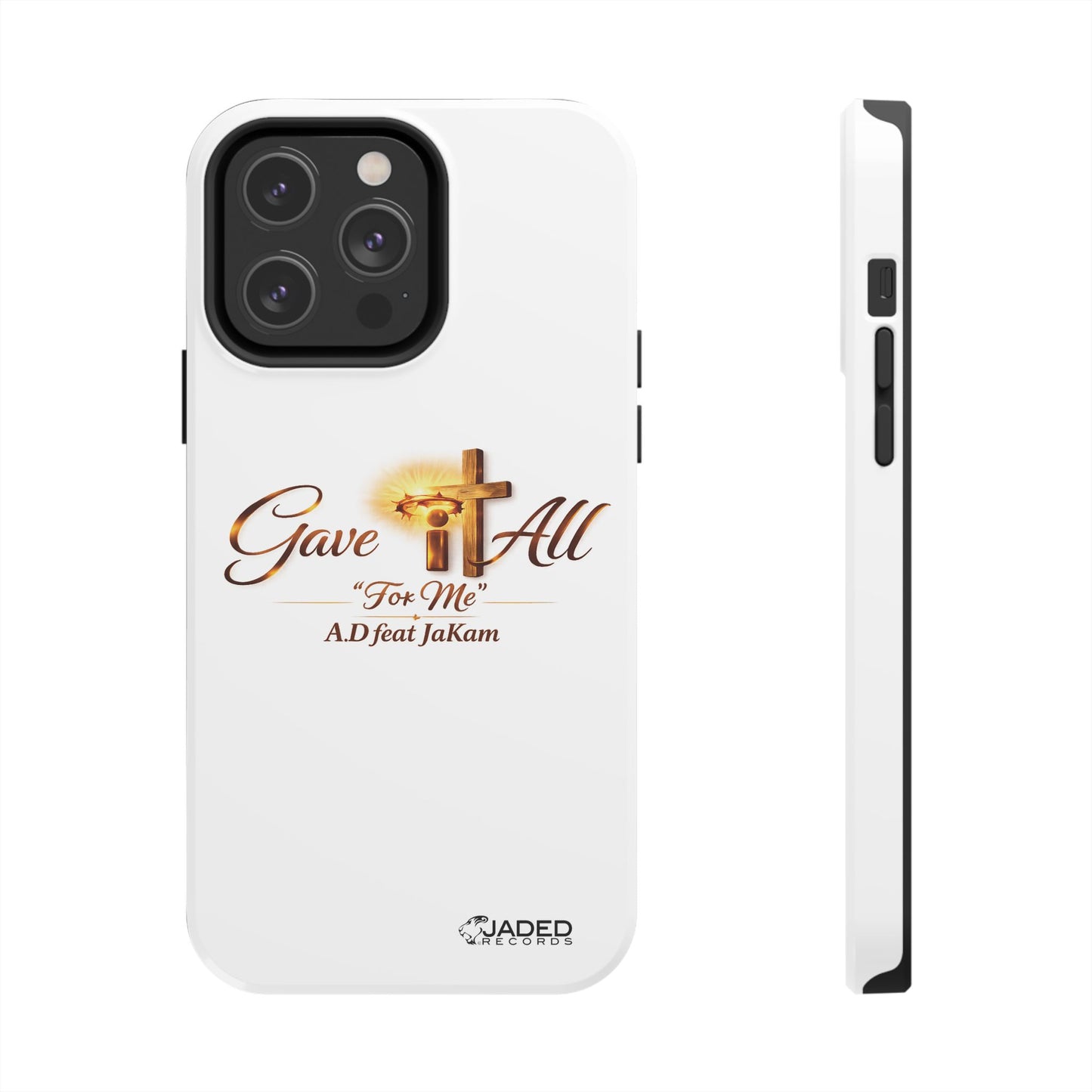 Slim Protective Phone Case — Gold Cross “Gave It All / For Me”