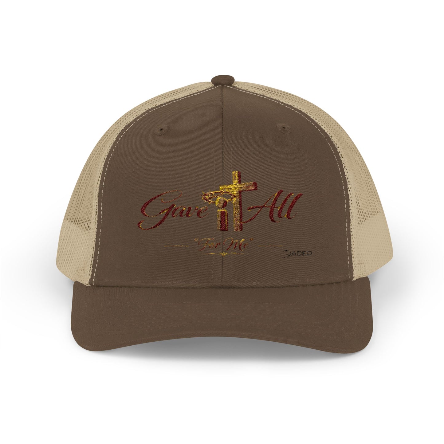 Christian Trucker Cap — "Gave It All For Me" Cross Snapback