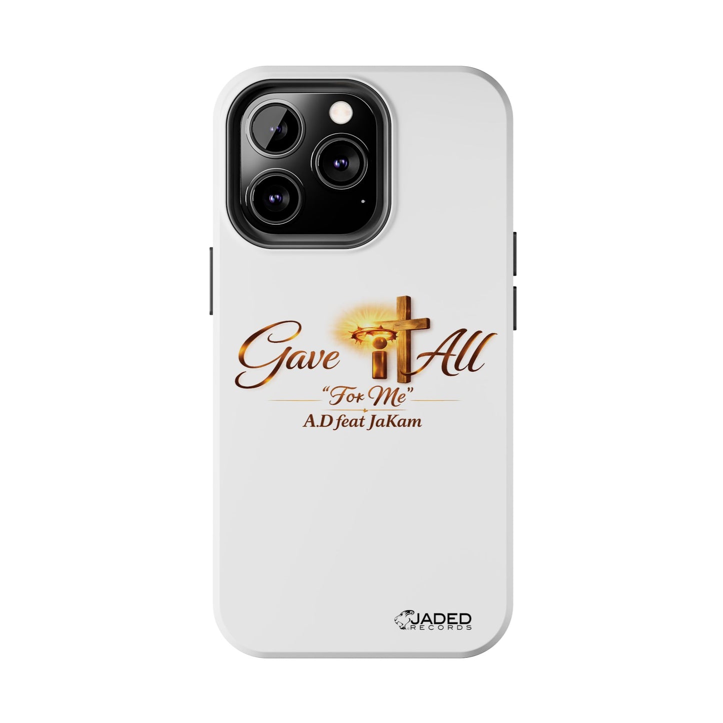 Slim Protective Phone Case — Gold Cross “Gave It All / For Me”