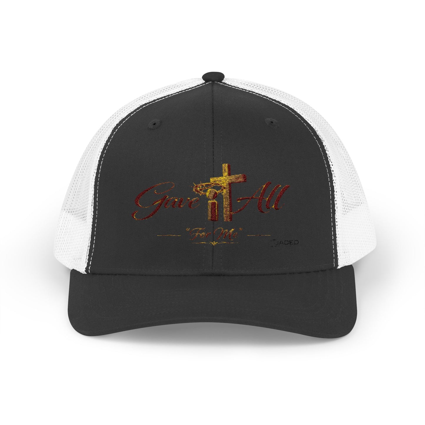 Christian Trucker Cap — "Gave It All For Me" Cross Snapback