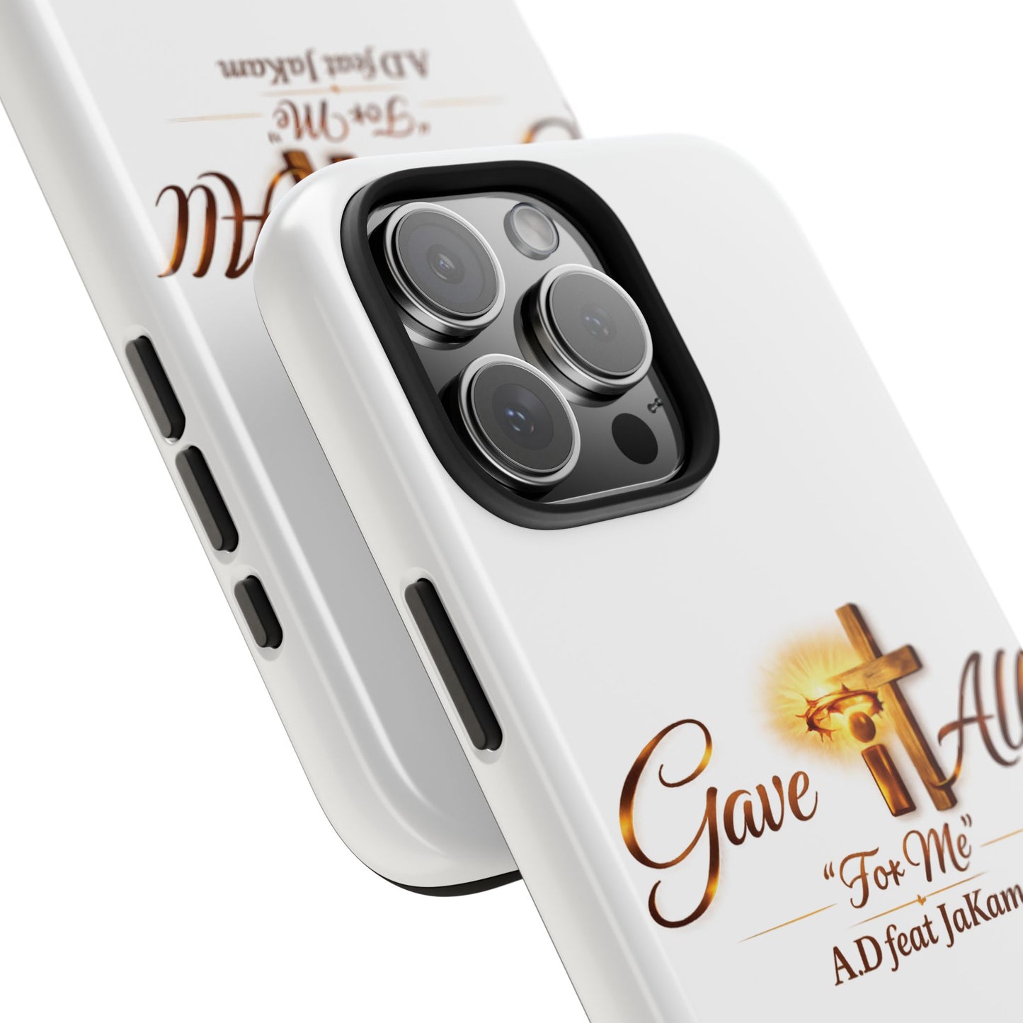Slim Protective Phone Case — Gold Cross “Gave It All / For Me”