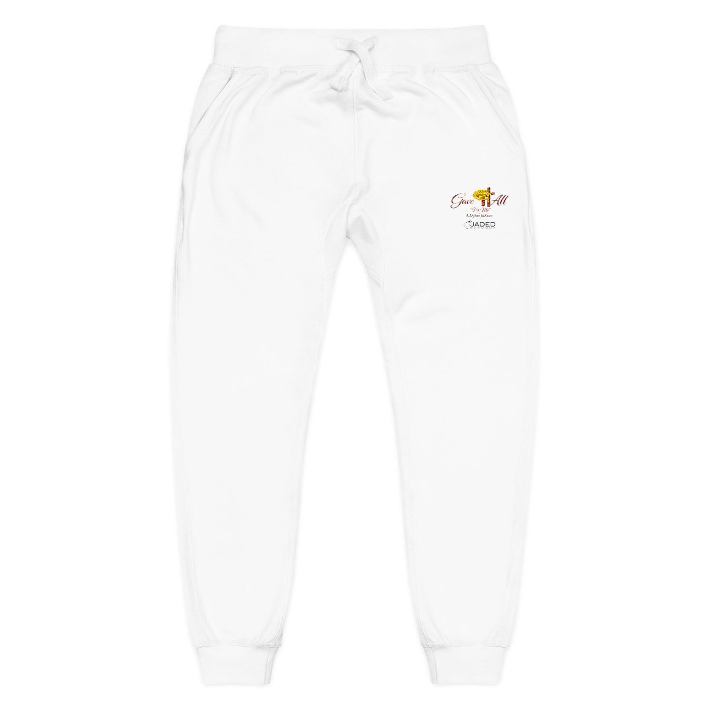 Embroidered Sunrise Rose Sweatpants — Cozy Fleece Joggers with Small Floral Chest Stitch