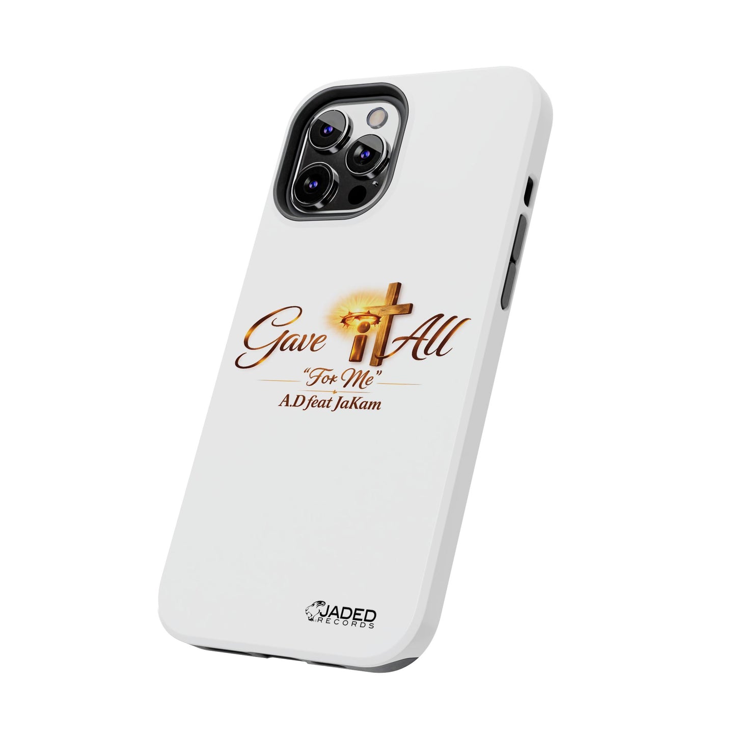 Slim Protective Phone Case — Gold Cross “Gave It All / For Me”