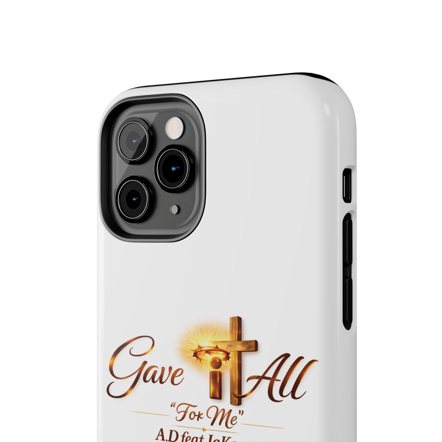 Slim Protective Phone Case — Gold Cross “Gave It All / For Me”