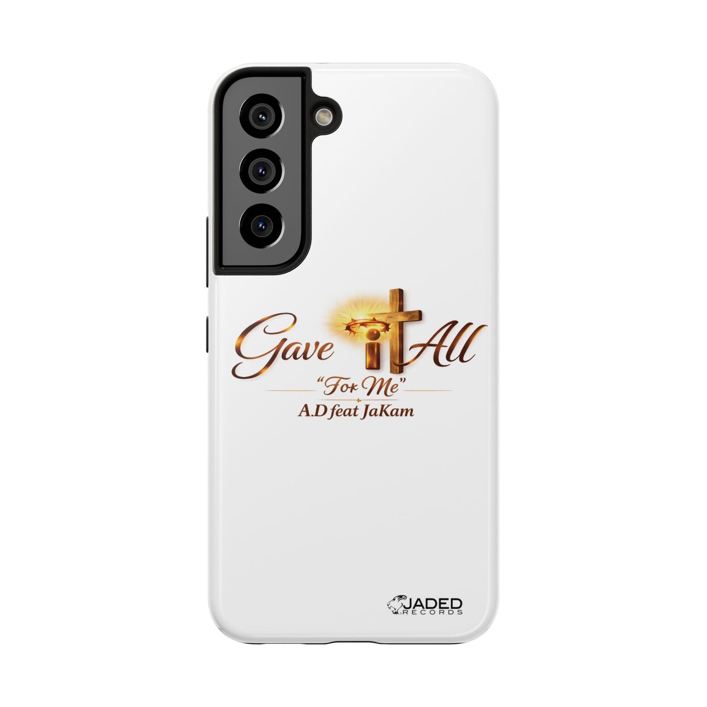 Slim Protective Phone Case — Gold Cross “Gave It All / For Me”