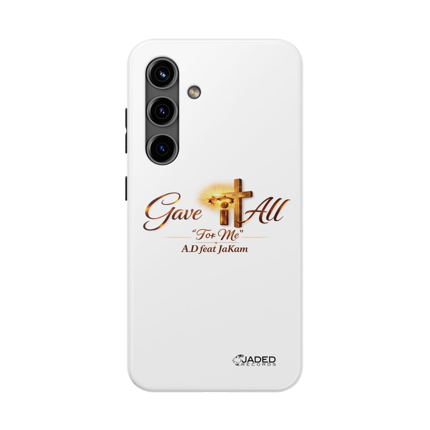 Slim Protective Phone Case — Gold Cross “Gave It All / For Me”