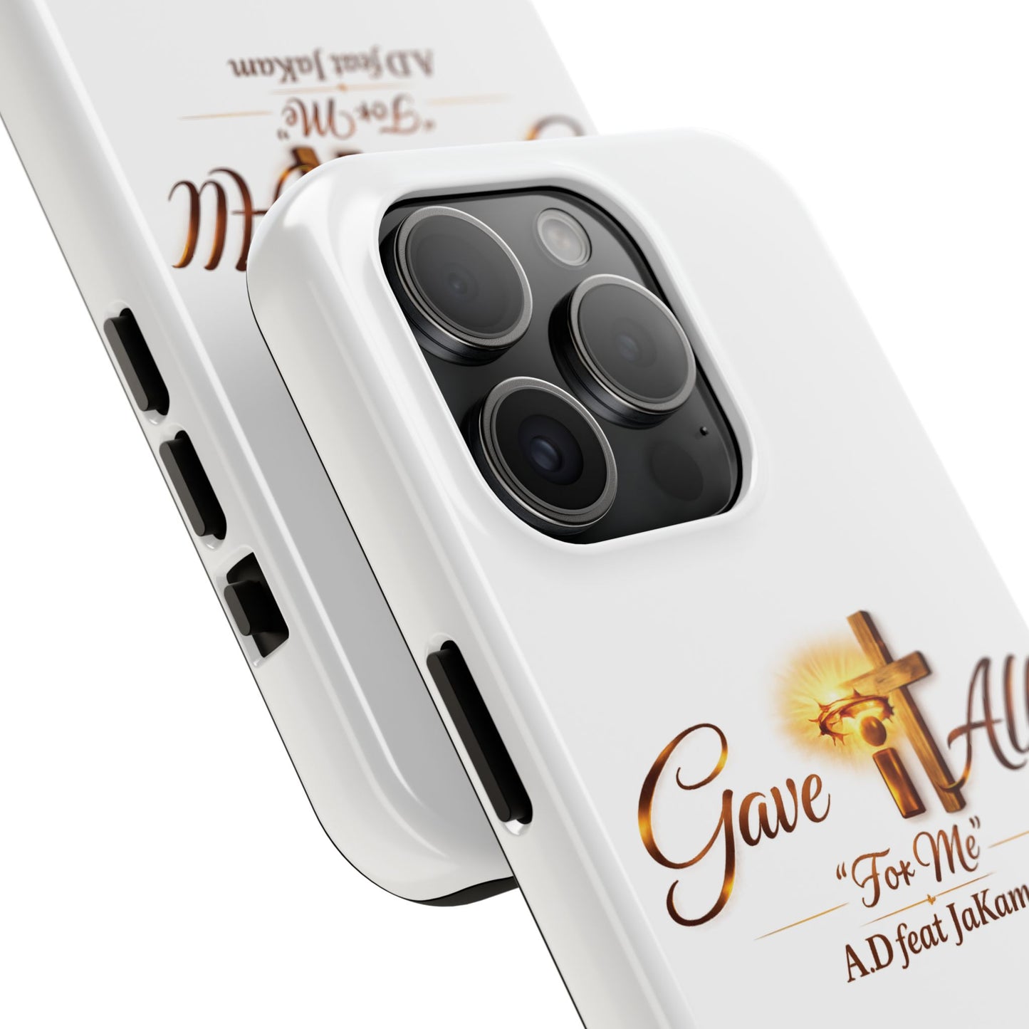 Slim Protective Phone Case — Gold Cross “Gave It All / For Me”