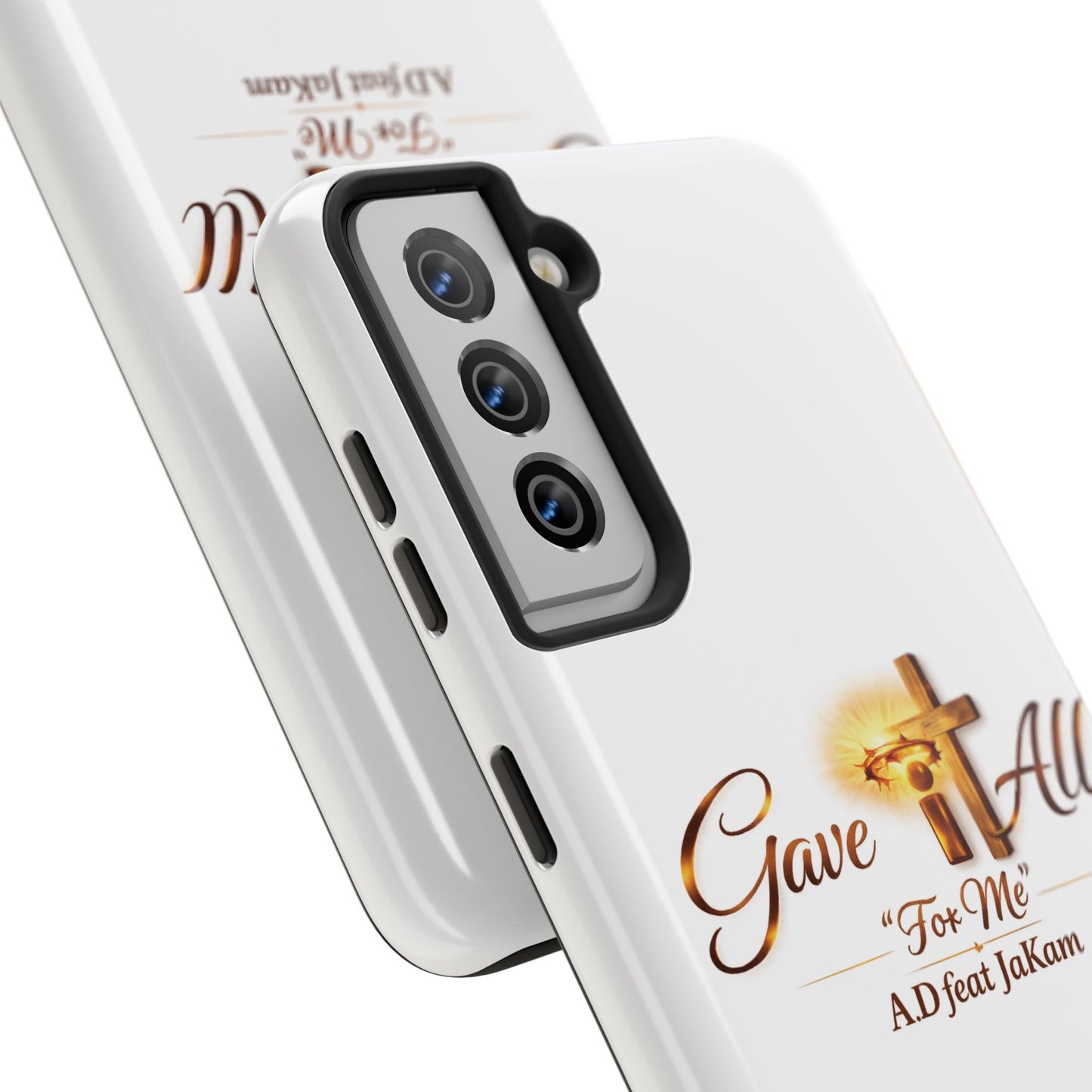 Slim Protective Phone Case — Gold Cross “Gave It All / For Me”