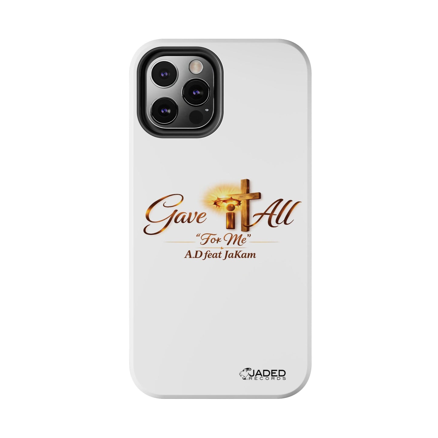 Slim Protective Phone Case — Gold Cross “Gave It All / For Me”