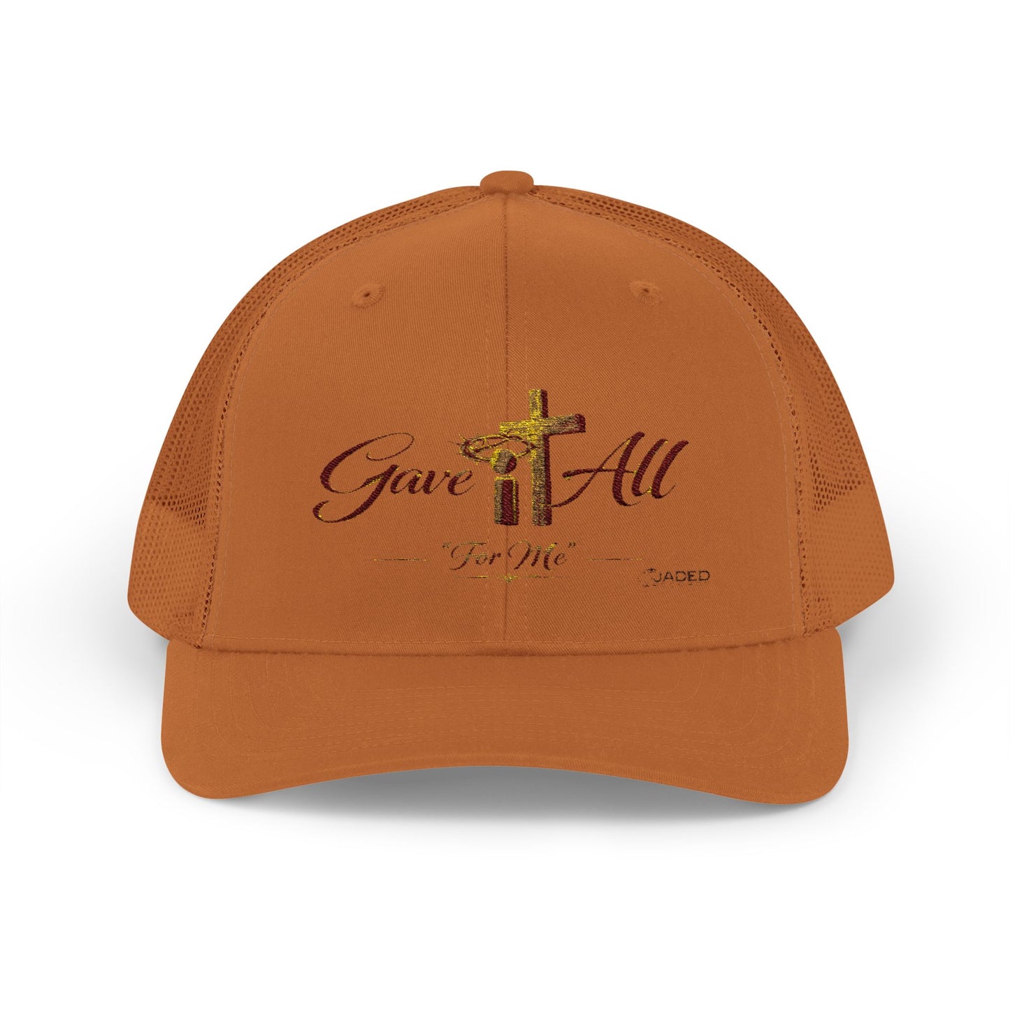 Christian Trucker Cap — "Gave It All For Me" Cross Snapback