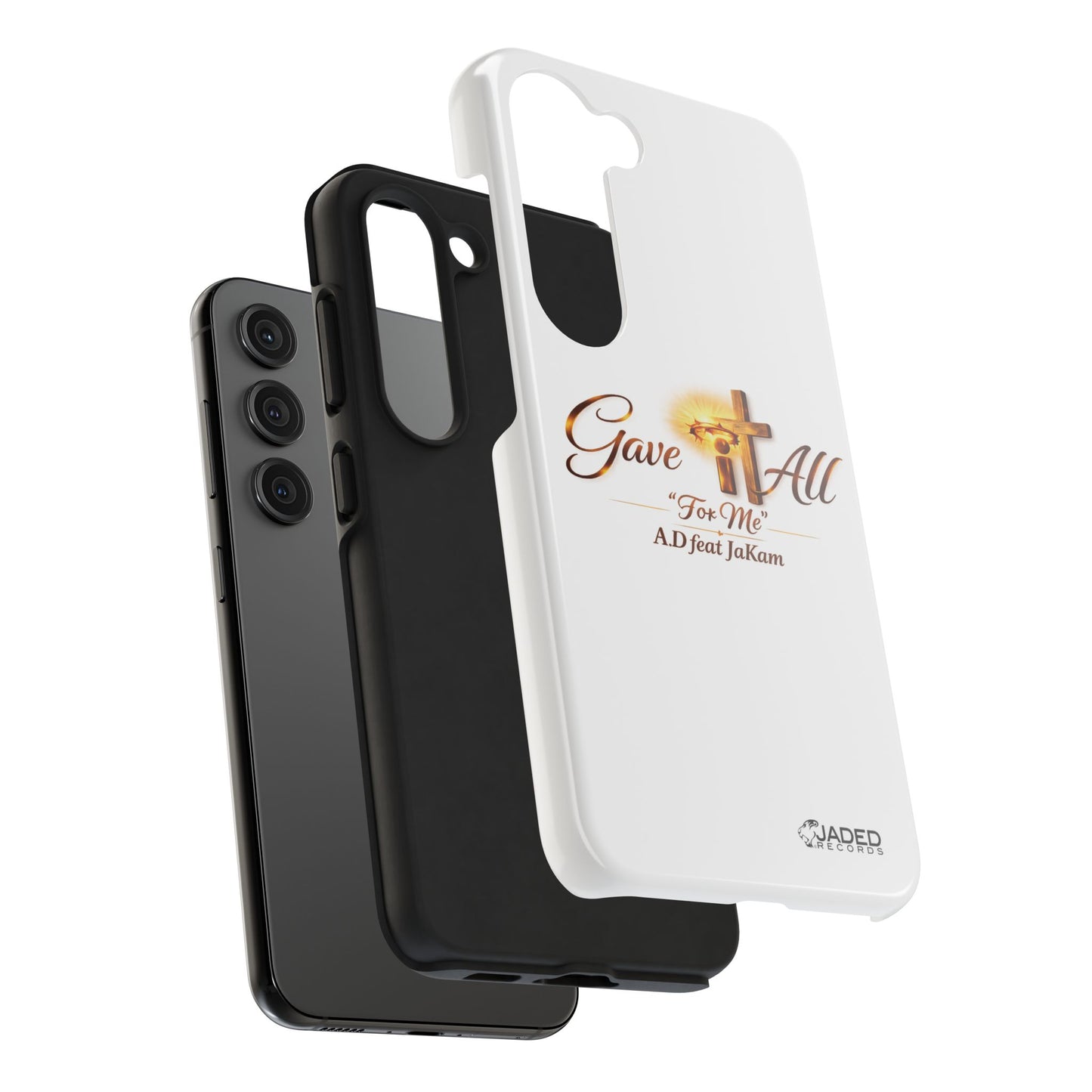 Slim Protective Phone Case — Gold Cross “Gave It All / For Me”
