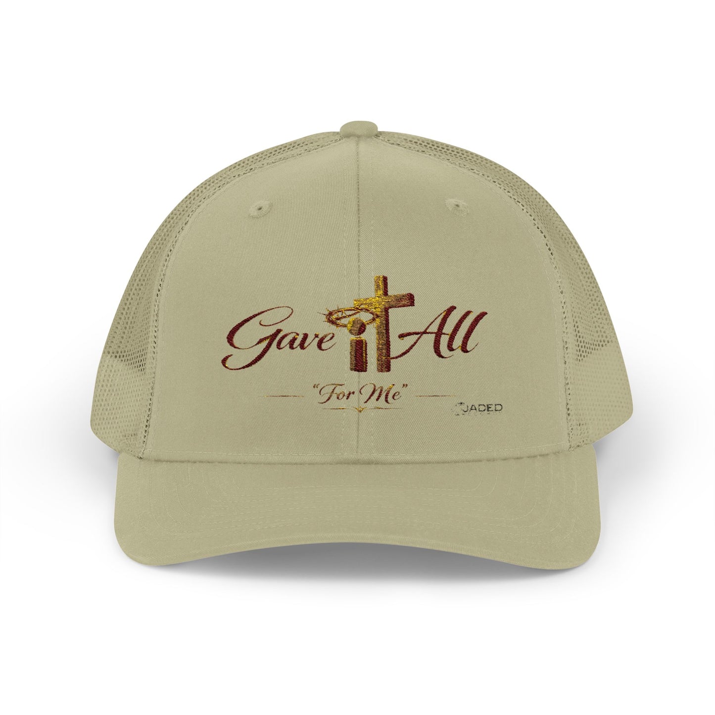 Christian Trucker Cap — "Gave It All For Me" Cross Snapback