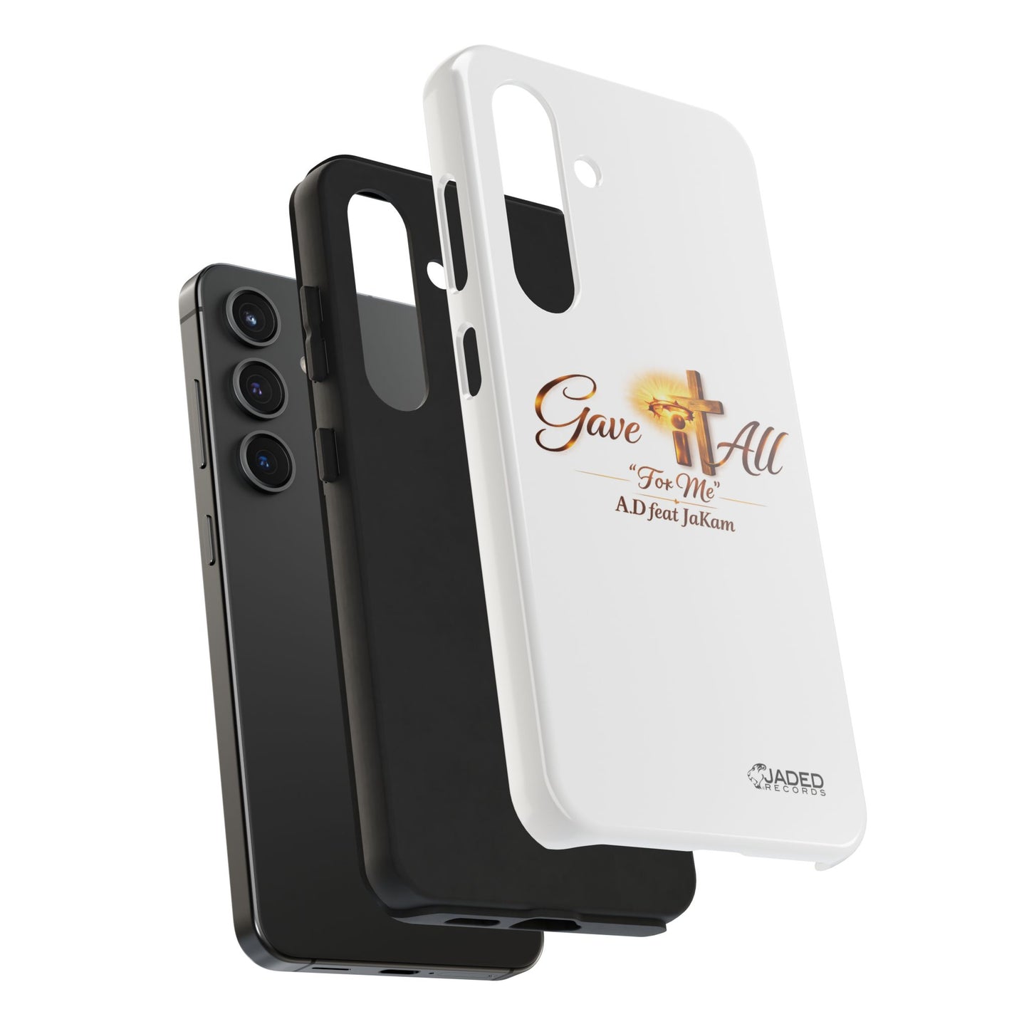 Slim Protective Phone Case — Gold Cross “Gave It All / For Me”