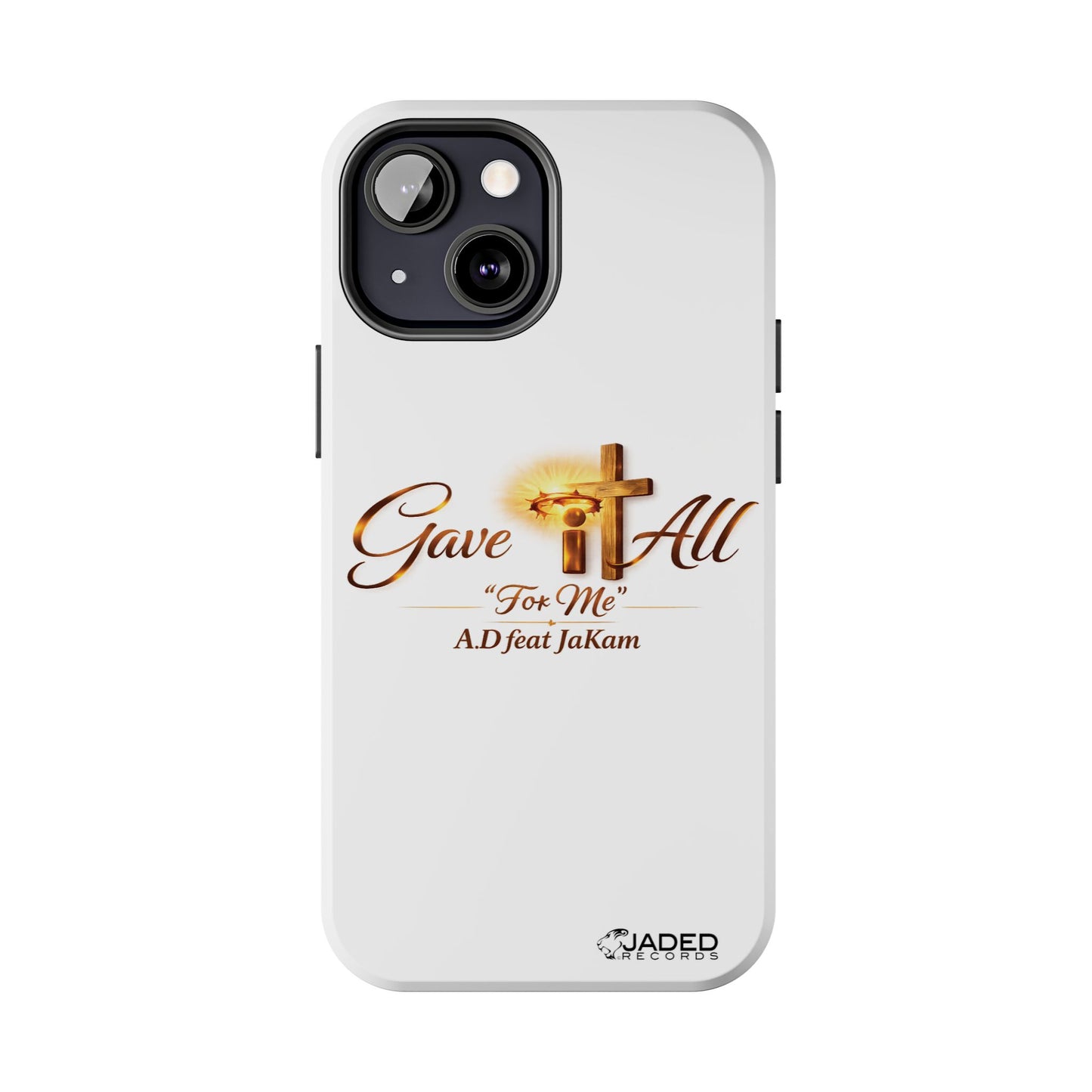 Slim Protective Phone Case — Gold Cross “Gave It All / For Me”