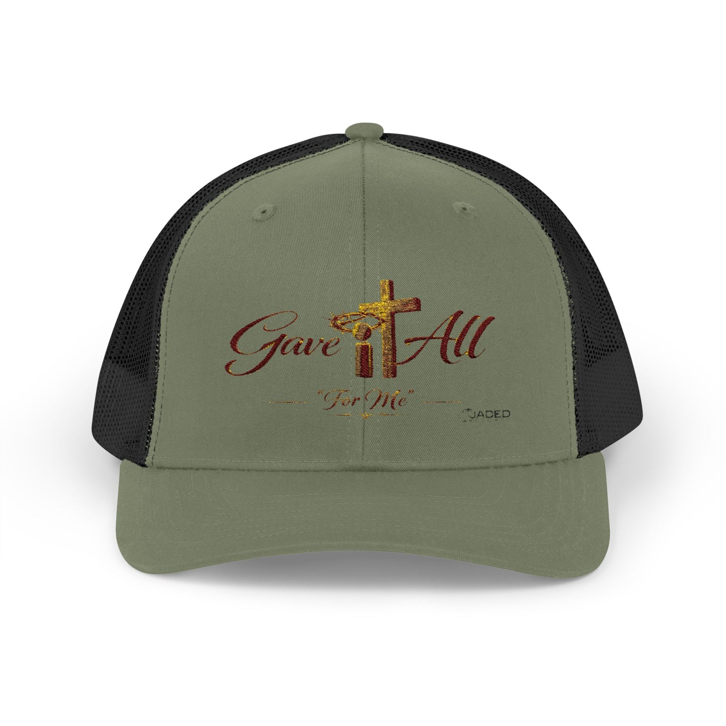 Christian Trucker Cap — "Gave It All For Me" Cross Snapback