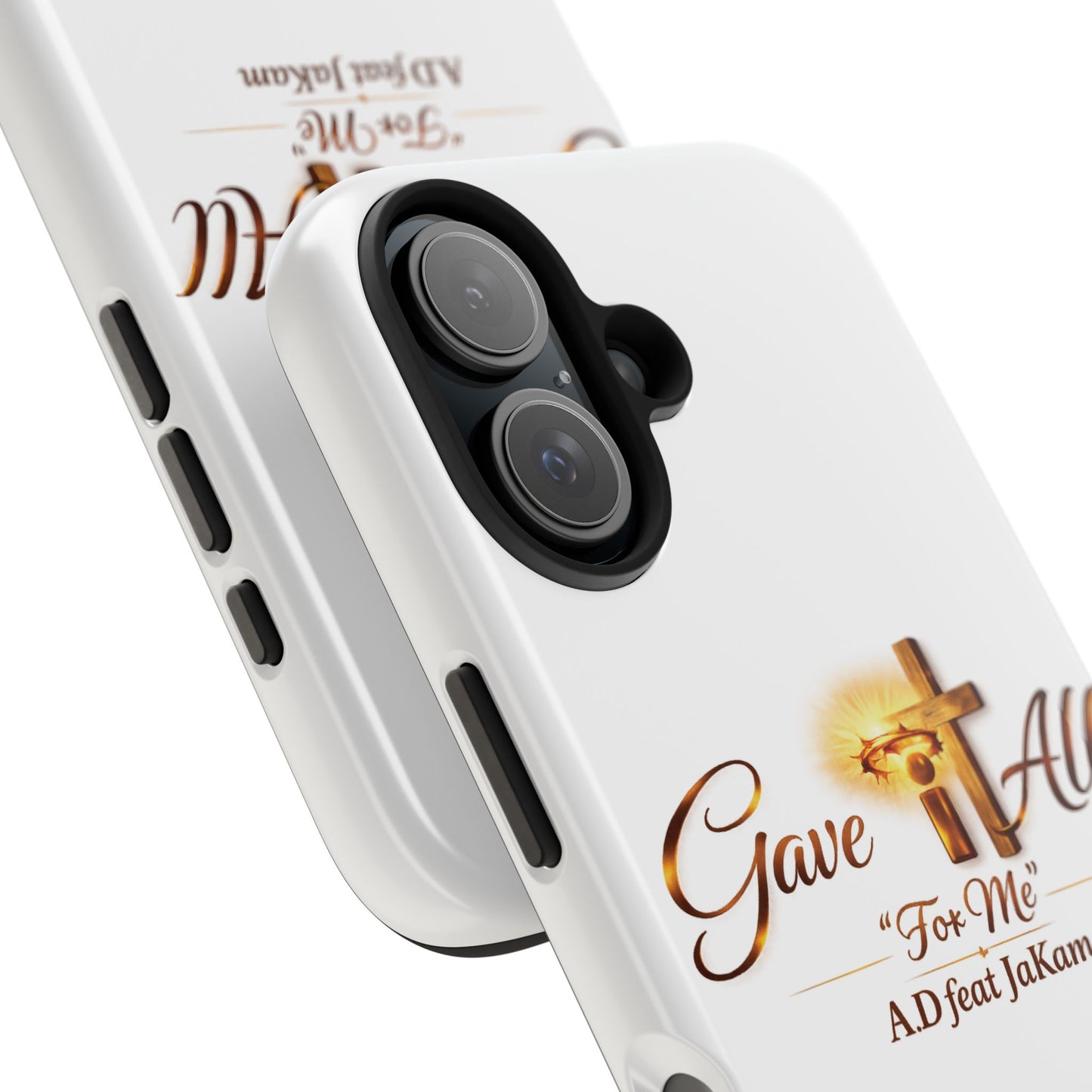 Slim Protective Phone Case — Gold Cross “Gave It All / For Me”