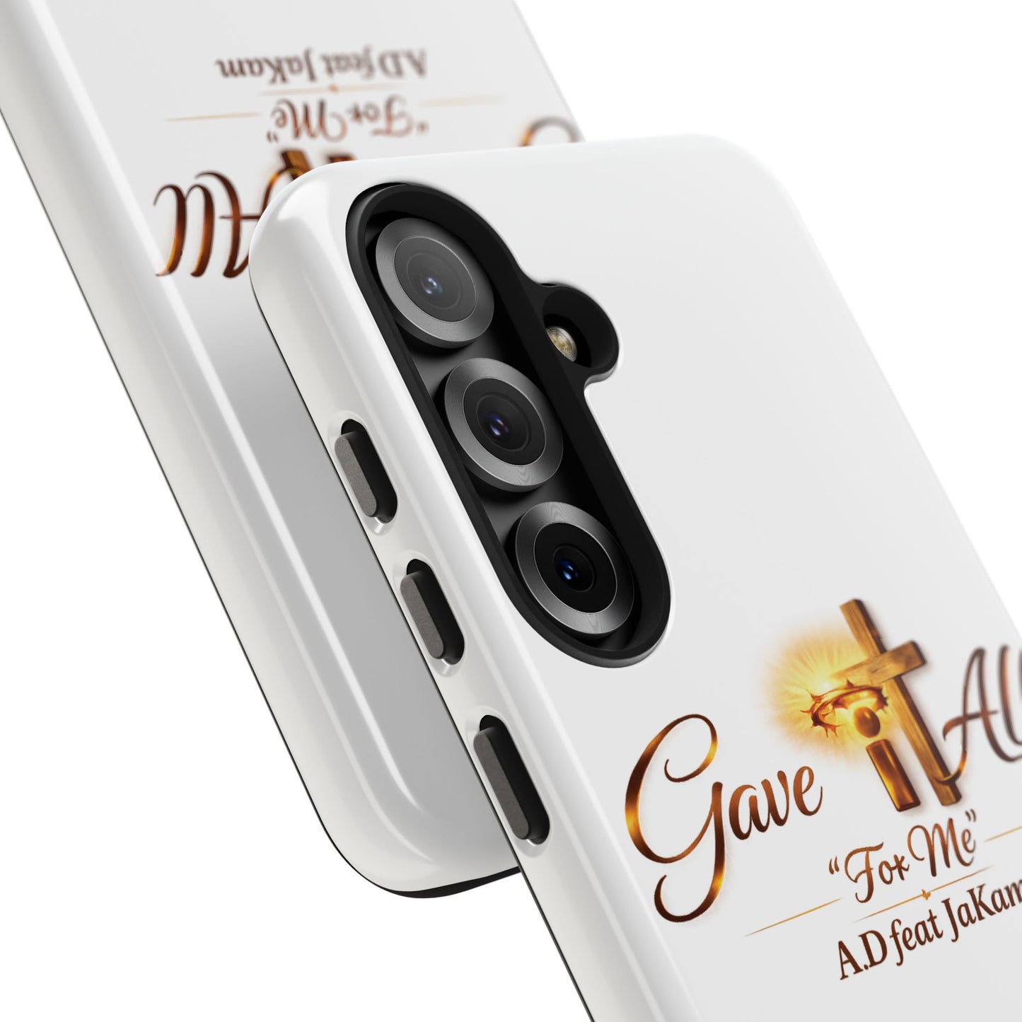 Slim Protective Phone Case — Gold Cross “Gave It All / For Me”