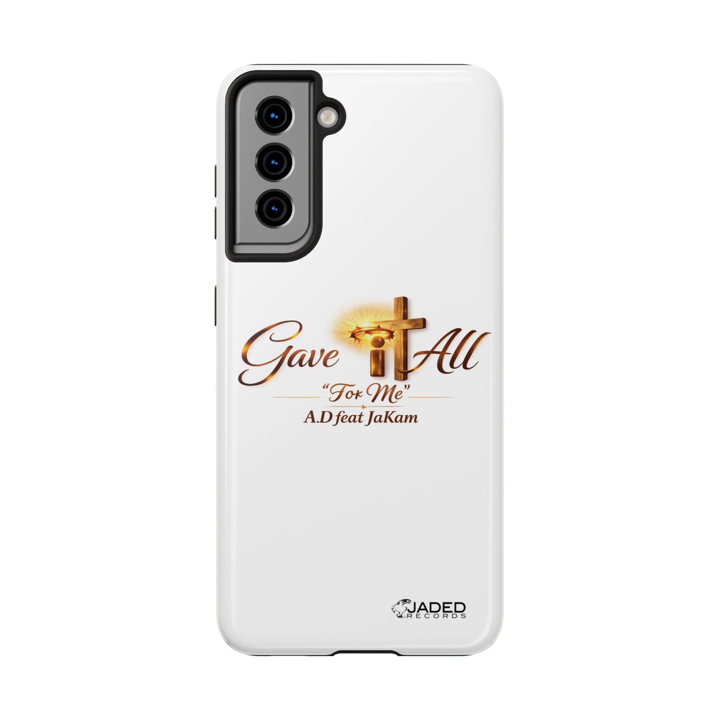Slim Protective Phone Case — Gold Cross “Gave It All / For Me”