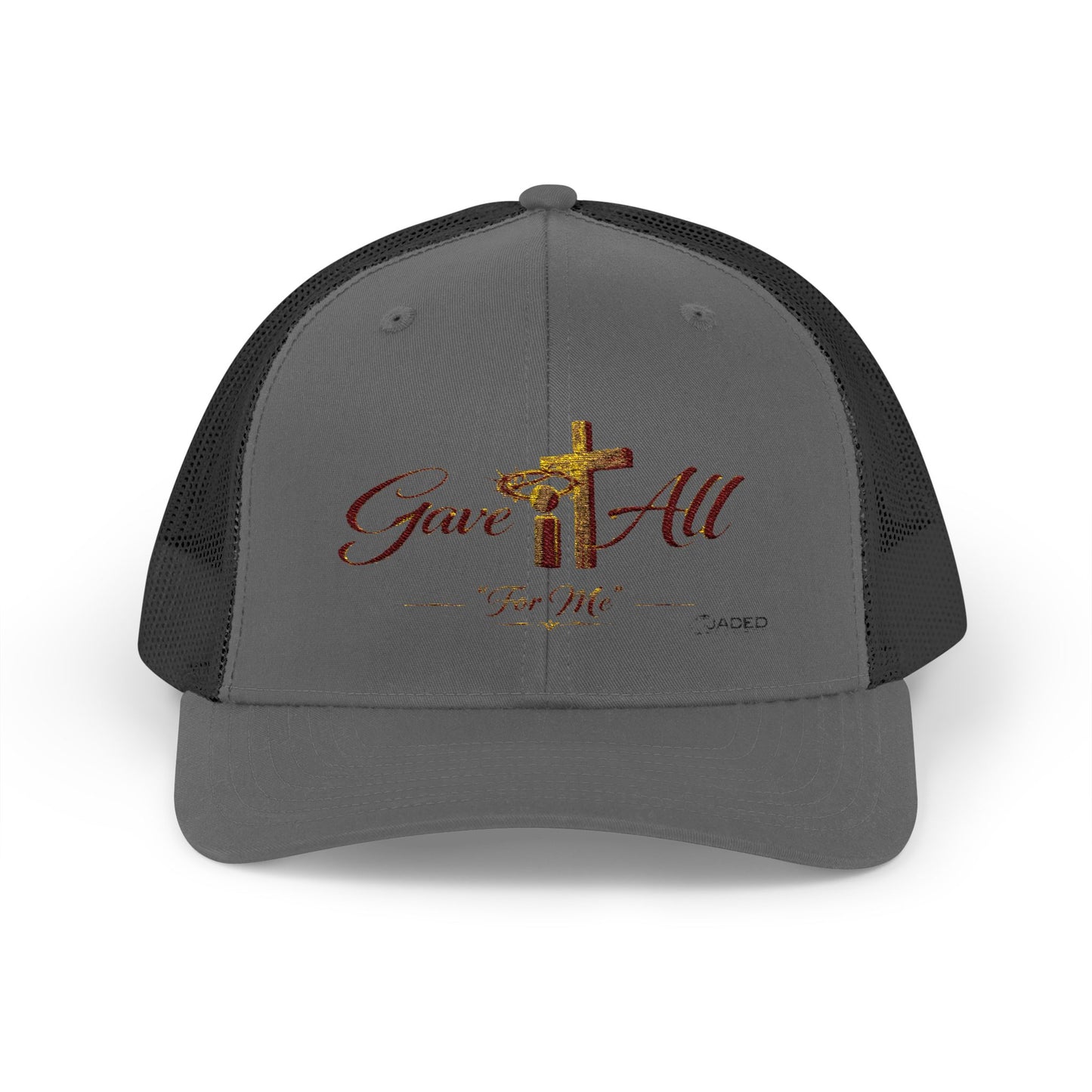Christian Trucker Cap — "Gave It All For Me" Cross Snapback