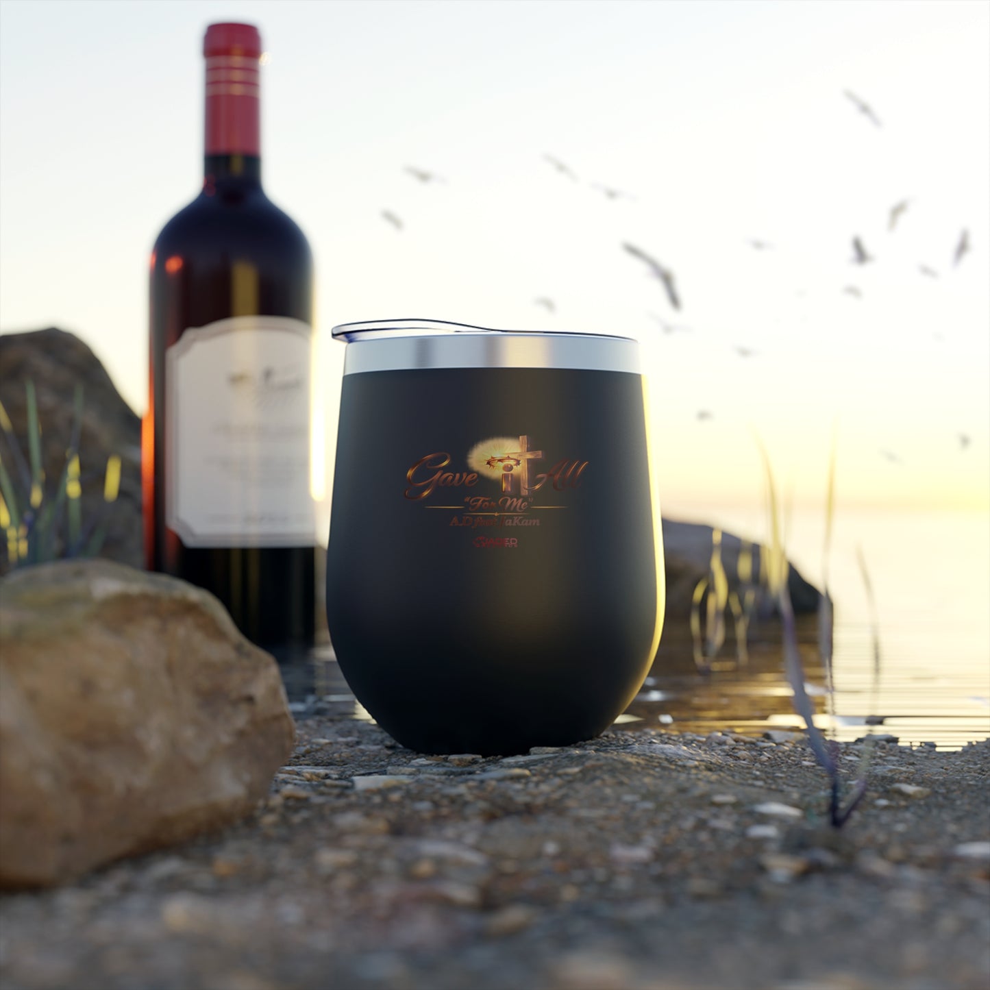 Faith Cross 12oz Insulated Tumbler — 'Grace For All' Copper Vacuum Wine Cup