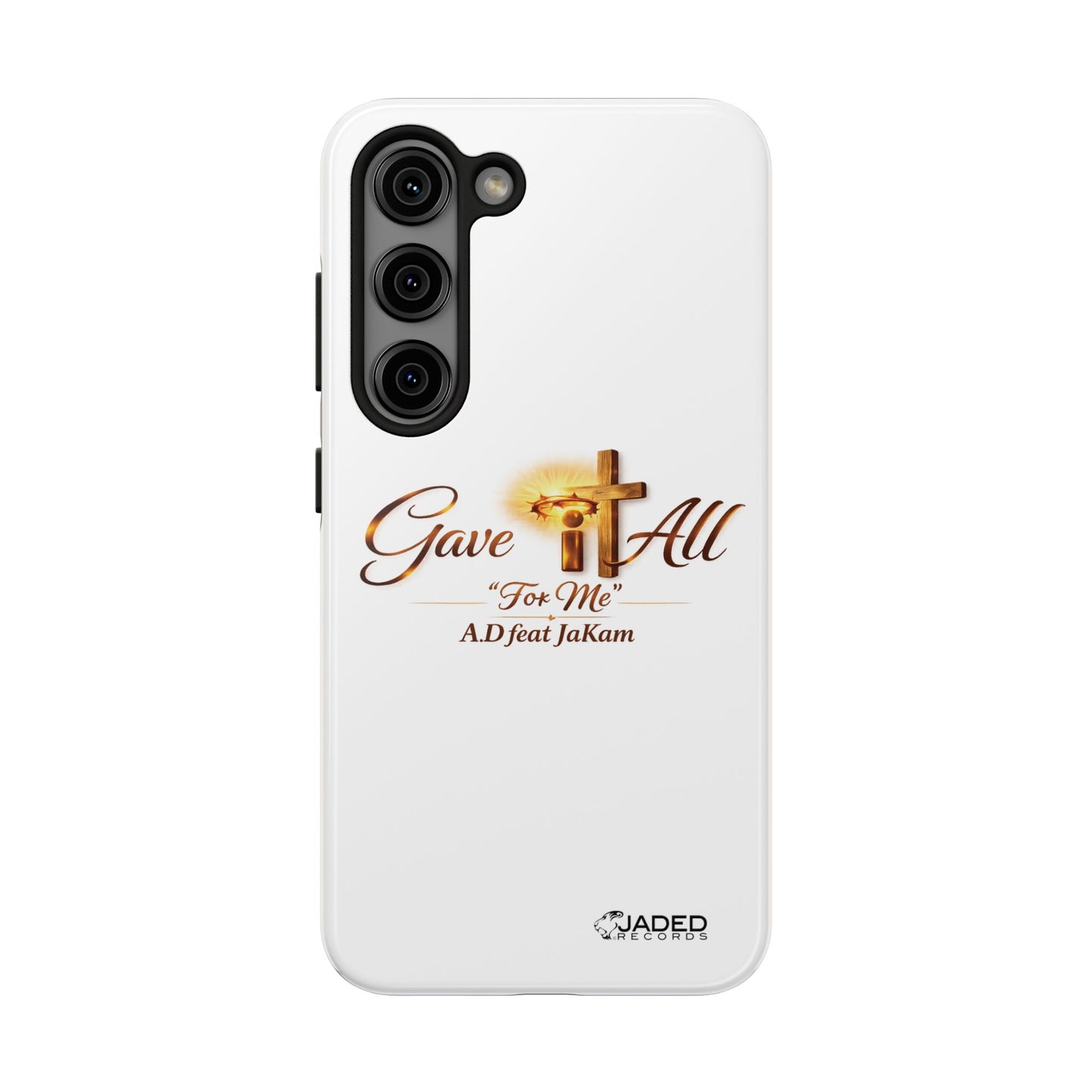 Slim Protective Phone Case — Gold Cross “Gave It All / For Me”