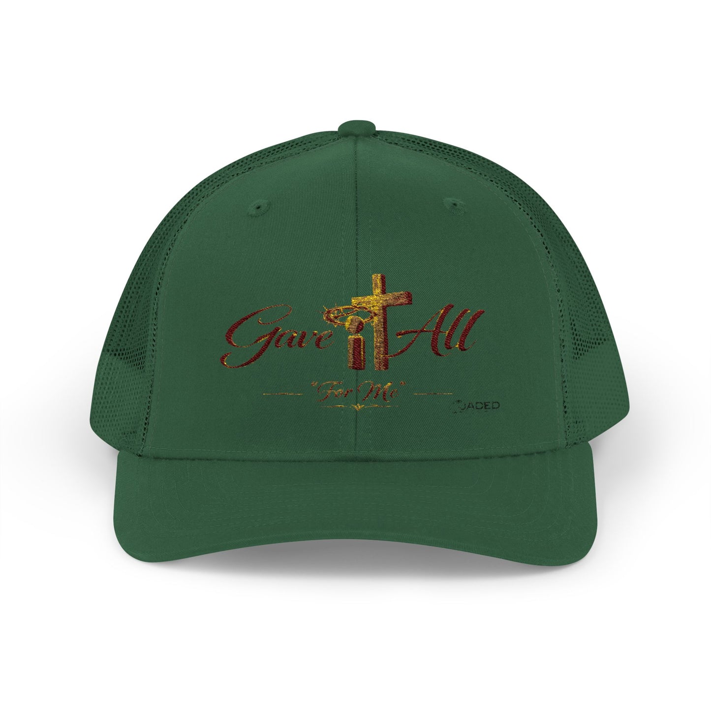 Christian Trucker Cap — "Gave It All For Me" Cross Snapback