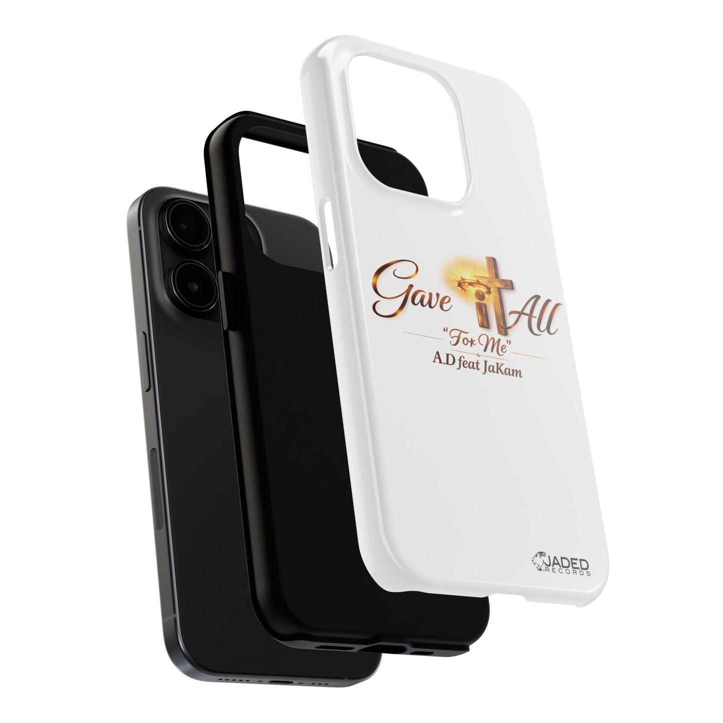 Slim Protective Phone Case — Gold Cross “Gave It All / For Me”