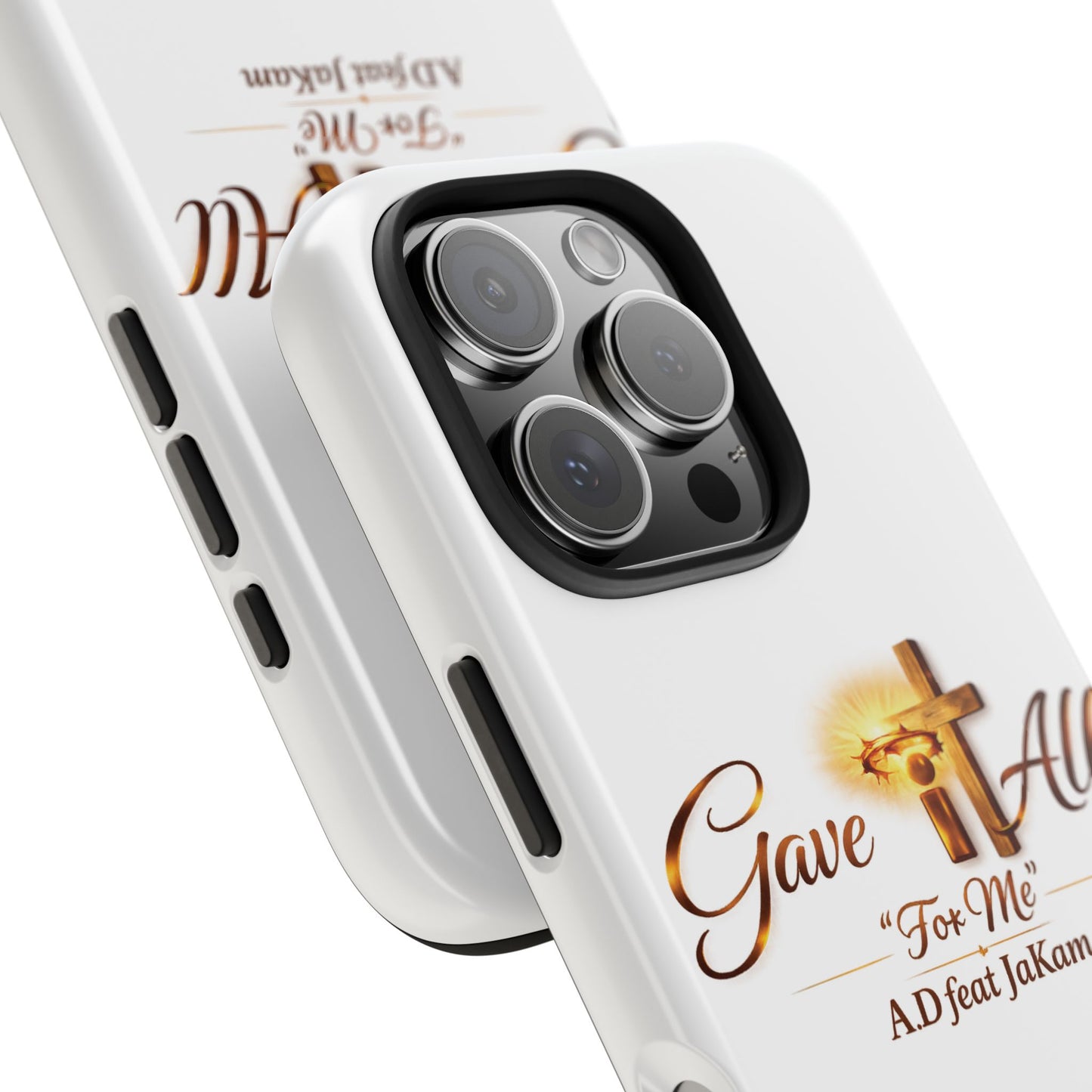 Slim Protective Phone Case — Gold Cross “Gave It All / For Me”
