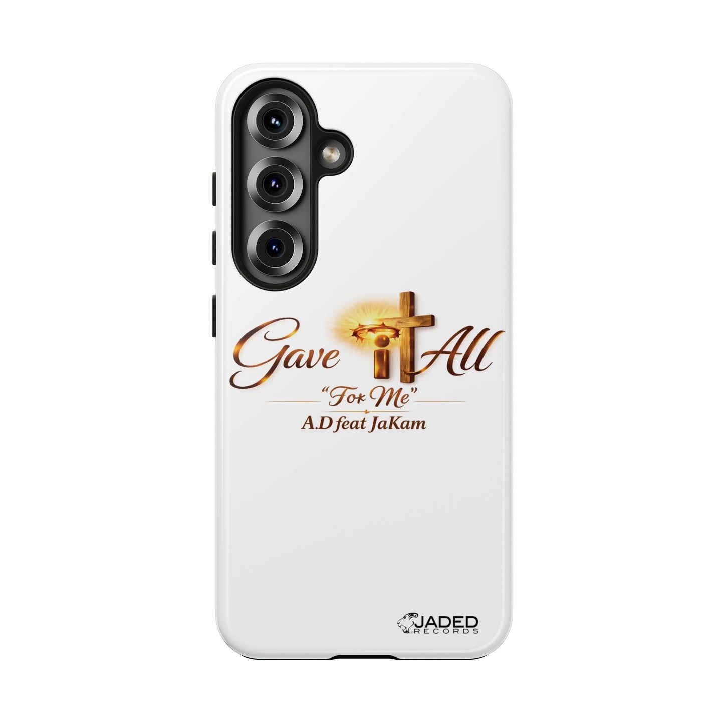 Slim Protective Phone Case — Gold Cross “Gave It All / For Me”
