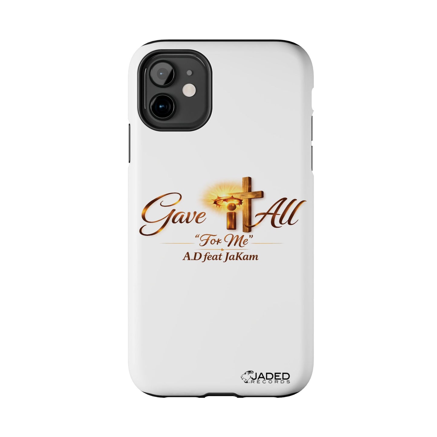 Slim Protective Phone Case — Gold Cross “Gave It All / For Me”
