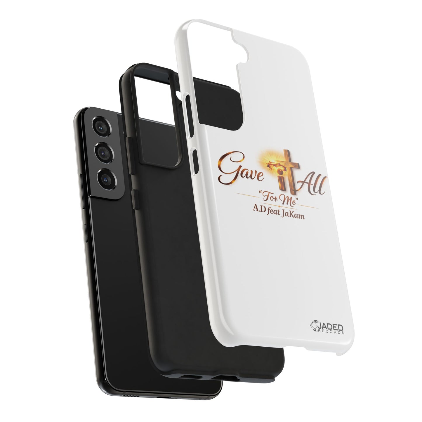Slim Protective Phone Case — Gold Cross “Gave It All / For Me”