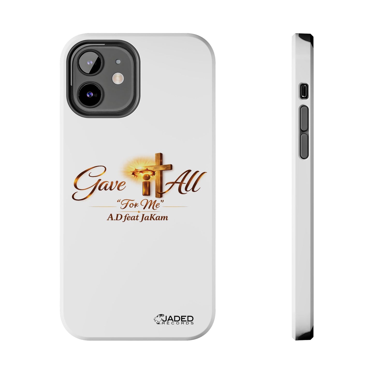 Slim Protective Phone Case — Gold Cross “Gave It All / For Me”