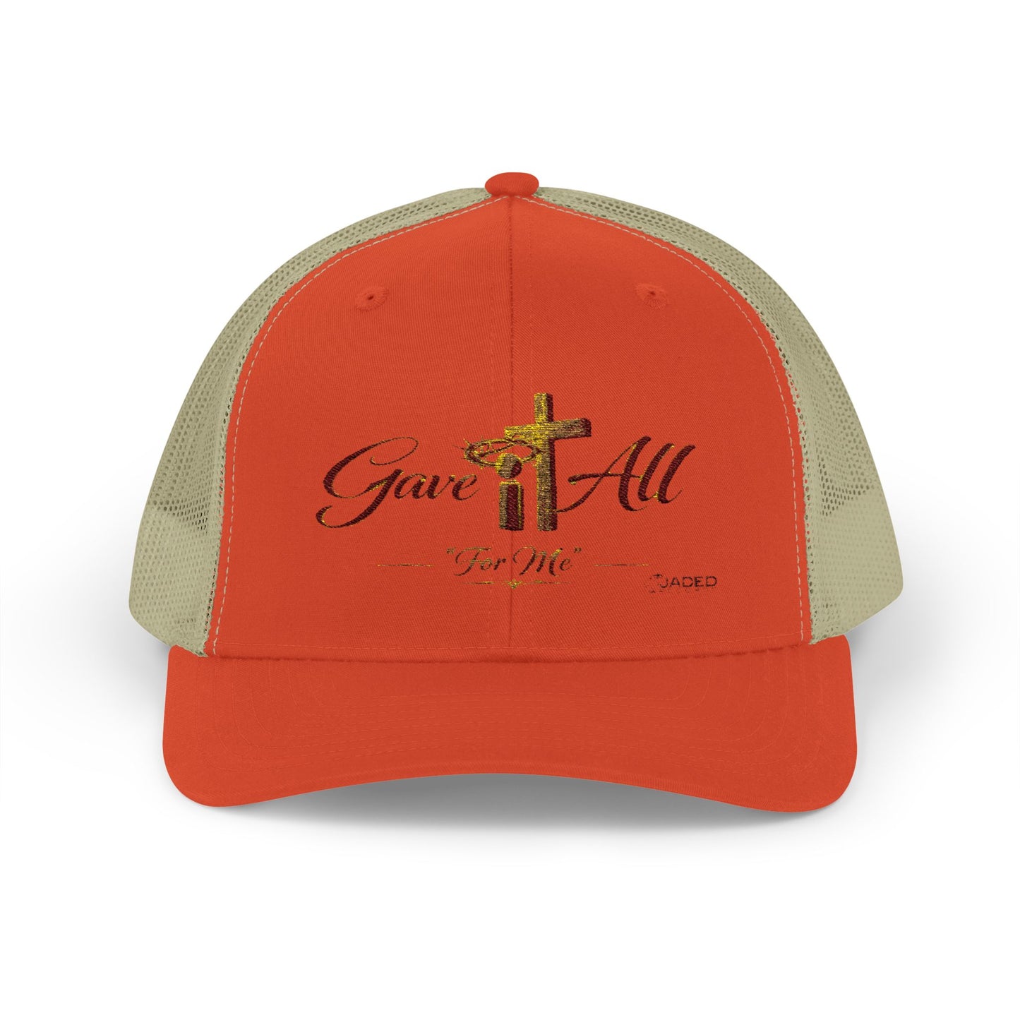 Christian Trucker Cap — "Gave It All For Me" Cross Snapback