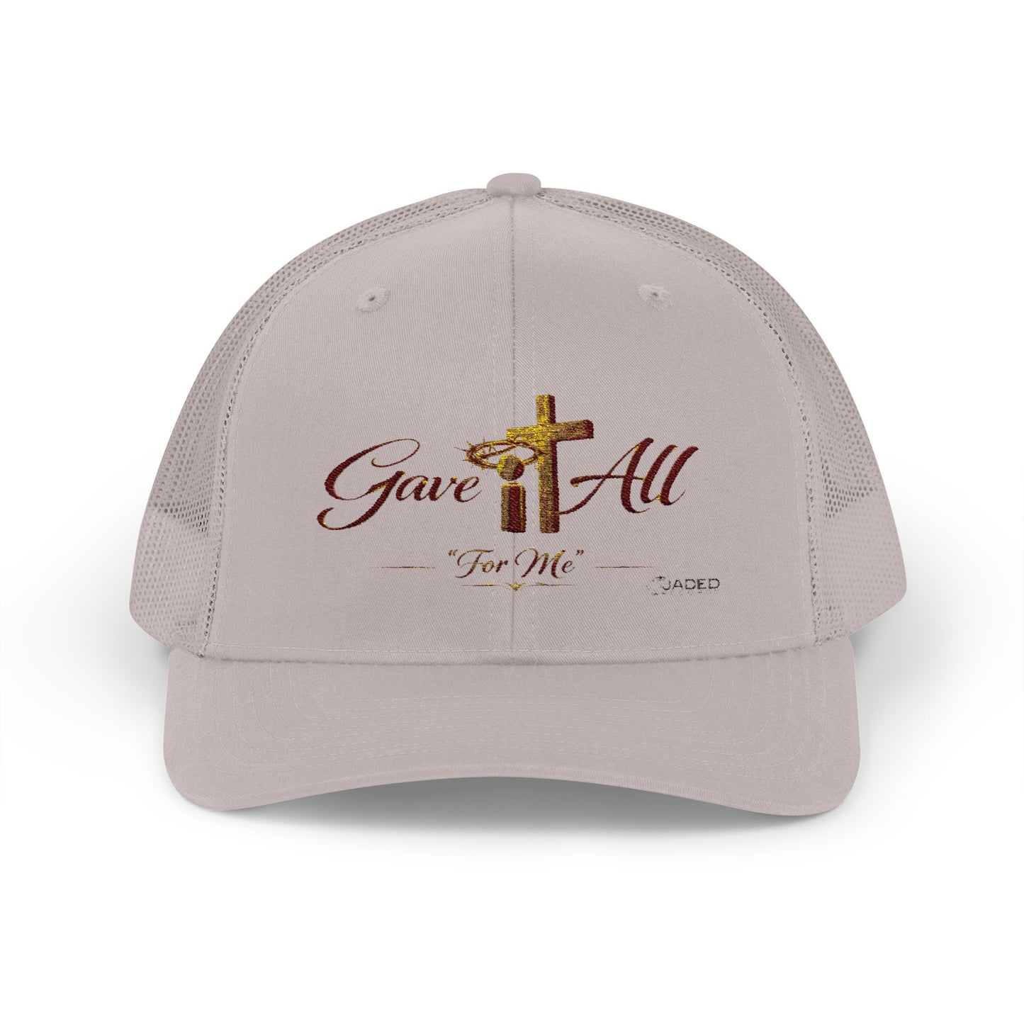Christian Trucker Cap — "Gave It All For Me" Cross Snapback