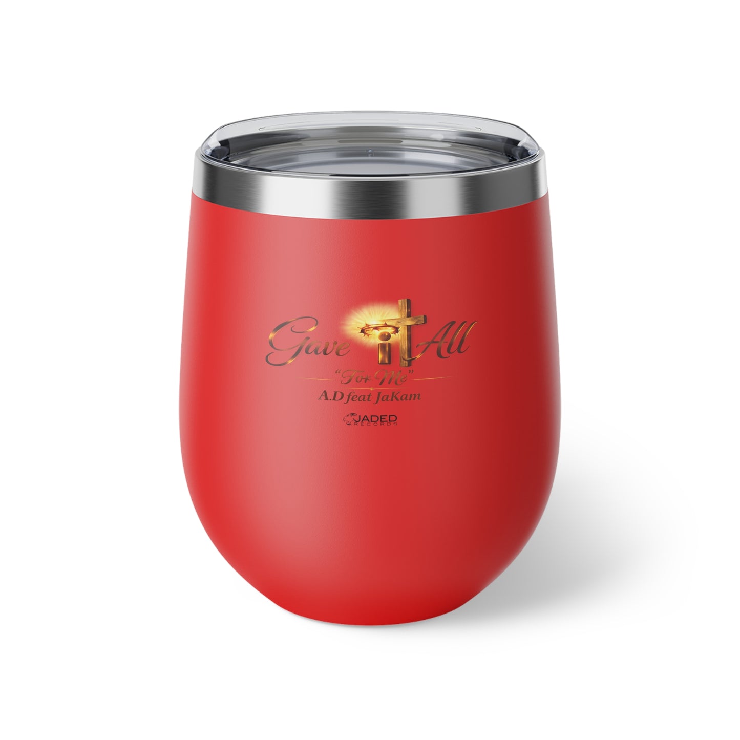 Faith Cross 12oz Insulated Tumbler — 'Grace For All' Copper Vacuum Wine Cup